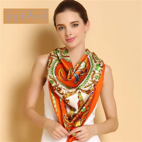 Inplusni Women Silk Scarves The New Large Squares Of High Grade Real Silk Four Season Silk