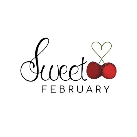 Premium Vector Sweet February Lettering With Hand Drawn Cherries