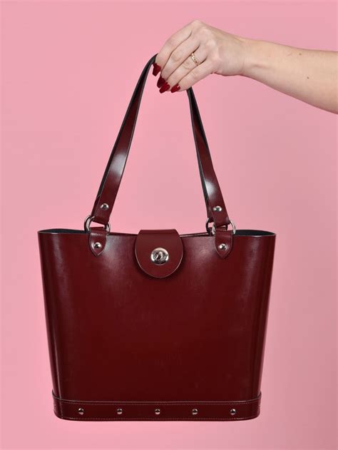 Arizona Bucket Burgundy Patent Leather Handbag From Vivien Of Holloway