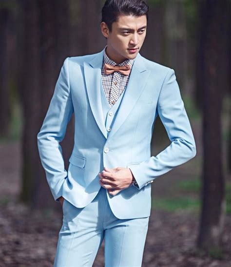 Latest Coat Pant Designs Light Blue Men Suit Classic Formal Slim Fit Prom Groom Marriage Custom