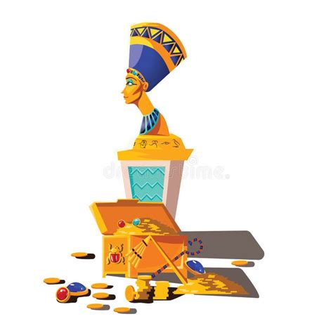 Ancient Egypt Vector Statue Of Nefertiti Treasure Stock Vector