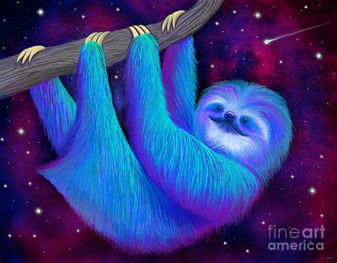 Starry Night Sloth Digital Art By Nick Gustafson