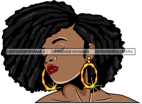 afro girl babe bamboo hoop earrings sexy profile afro hair style svg c designsbyaymara