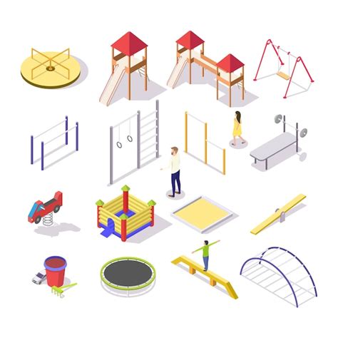 Premium Vector Children Playground Icon Set Vector Isometric Isolated