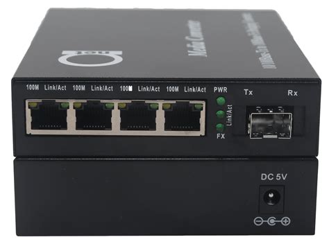 1 x SFP slot + 4 x 10/100 TP UTP Fast Ethernet Copper Port Ethernet Converter | Home