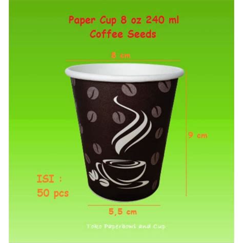 Jual Paper Hot Cup 8 Oz Coffee Bean Isi 50 Pcs Shopee Indonesia