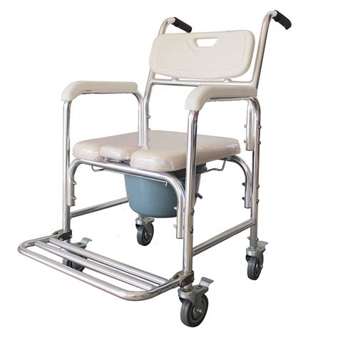 Winado Aluminum Shower Chair Bedside Commode With Casters And Padded