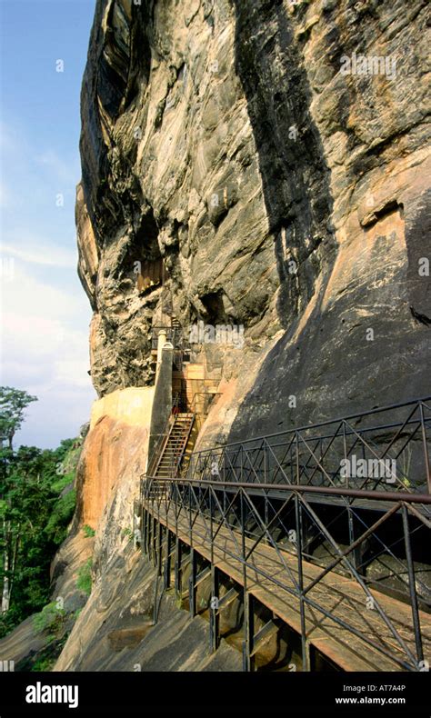 Sri Lanka Sigiriya Steps Leading To Sigiriya Rock Fortress Stock Photo