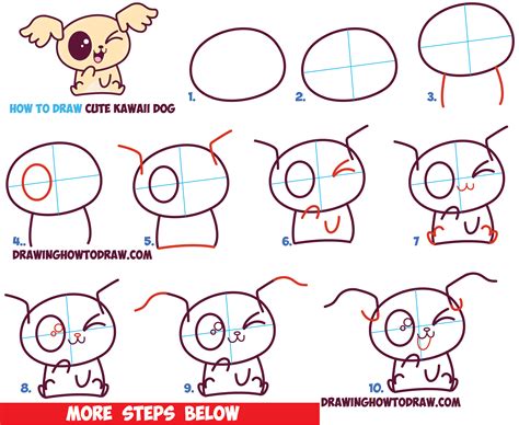 How To Draw Cute Kawaii Chibi Puppy Dogs With Easy Step By Step