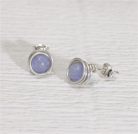 Earrings Studs Aquamarine Wire Wrapped Stone Minimalistic Etsy Wire