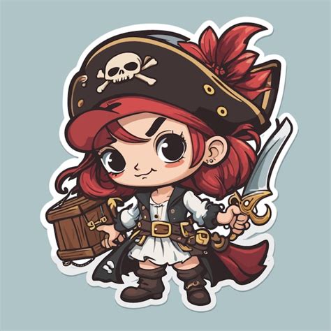 Premium Vector Girl Pirate Cartoon Vector