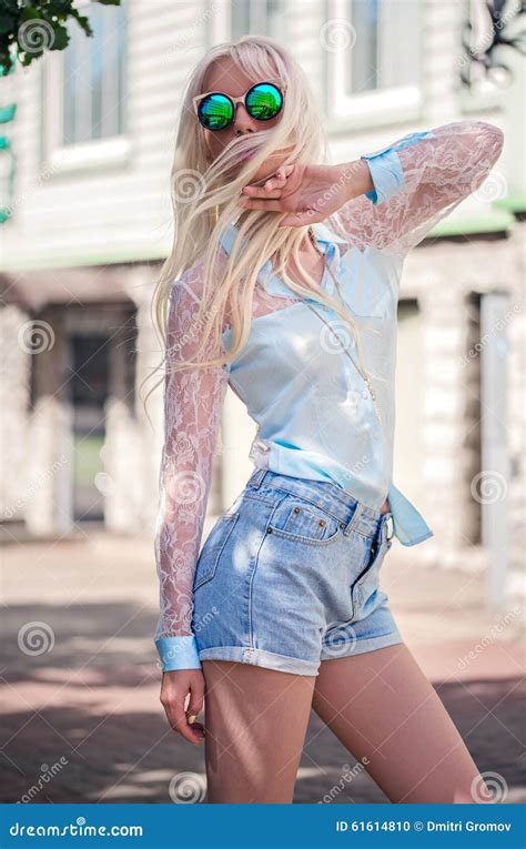 Beautiful Blonde Model In Beautiful Sunglasses Stock Photo Image Of