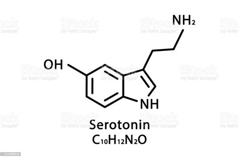 Vetores De Estrutura Molecular De Serotonina Fórmula Química Esquelética De Serotonina