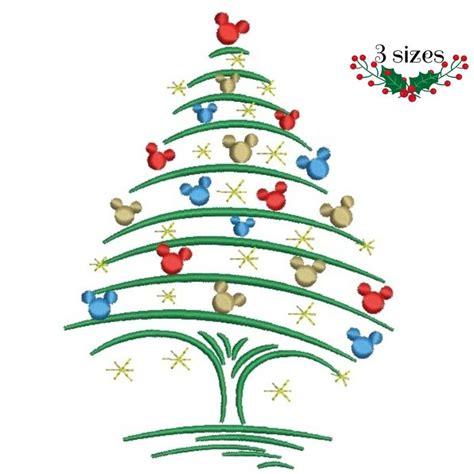 All our designs are available in pes, jef, hus formats. Mickey Christmas tree machine embroidery designs instant ...