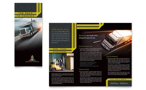Trucking And Transport Tri Fold Brochure Template Design