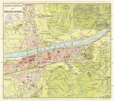 Old Map Of Heidelberg In 1927 Buy Vintage Map Replica Poster Print Or