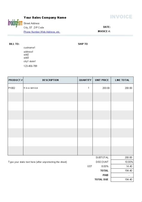 Australian Tax Invoice Template Excel Invoice Template Ideas