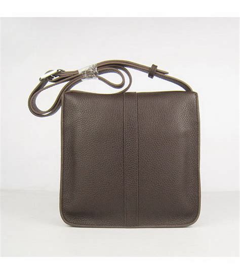 Hermes Steve Togo Leather Messenger Bag Dark Coffee Replica Handbags