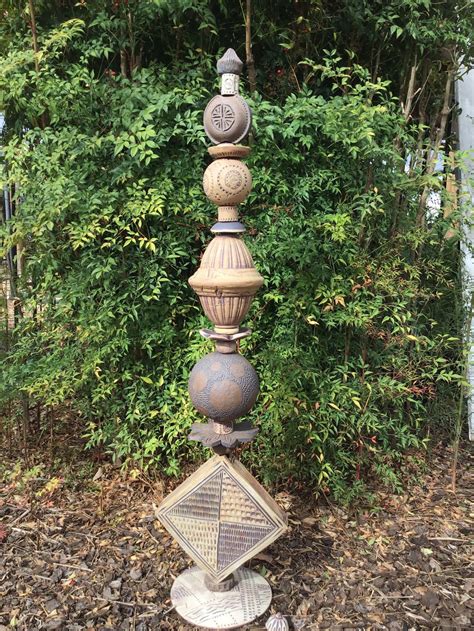 Pottery Totem Pole Yard Art Garden Sculpture Earthy And Etsy