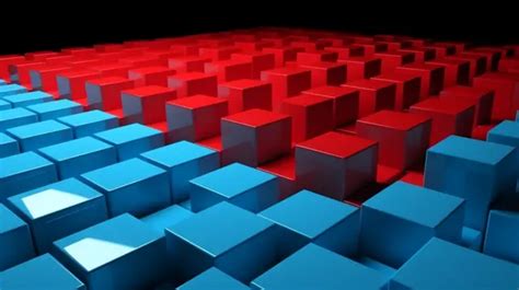 The Blue And Red Cubes From A Moving Background 3d Illustration Of