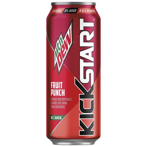 Mountain Dew Kickstart Fruit Punch Energizing Juice 16 Oz Can