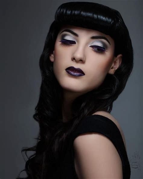 Dark Goth Purple Lips Black Silver Eye Glam Makeup Beauty Makeup