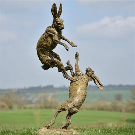 Boxing Hares Garden Ornament Bronze Modern Sculpture Artist