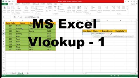 Microsoft Excel Tutorial For Beginnersvlookup Function Part 8 Youtube