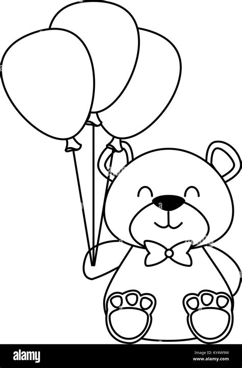 Cute Bear Teddy With Balloons Air Stock Vector Image And Art Alamy