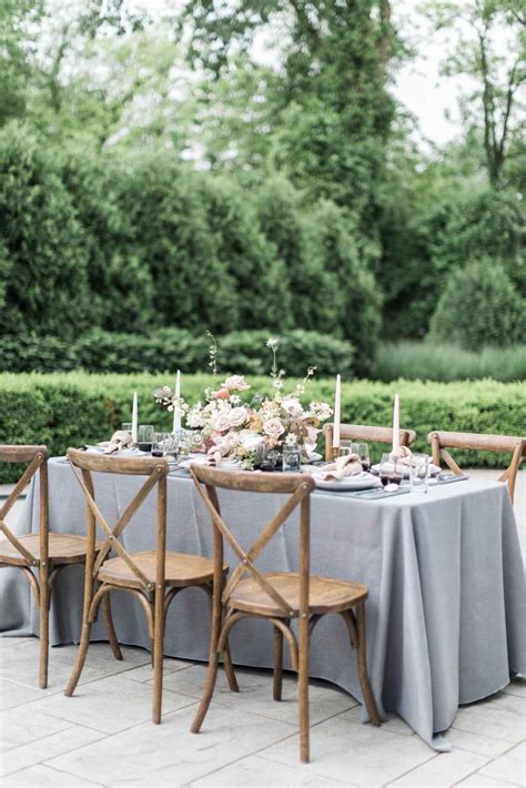 Soft And Romantic Outdoor Wedding Reception Tablescape Modern Meets Classic Roman Romantic