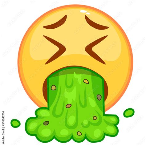 Emoji Puke Emoticon Poisoning Nausea Disgusting Emoji Vector De