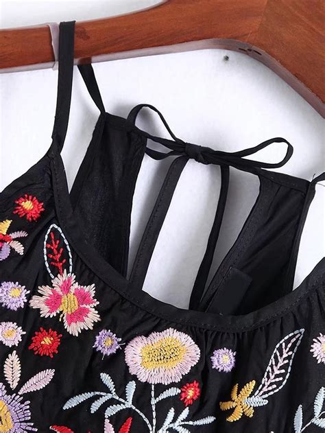 Flower Embroidery Layered Cami Top Sheinsheinside