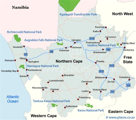 Book your next northern cape vacation today! Map of the Northern Cape