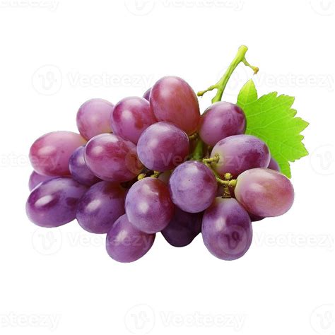 Ai Generated Ripe Bunch Of Purple Grapes With Dew Drops Isolated On