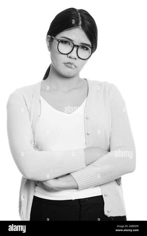 Arms Crossed Young Woman Unhappy Black And White Stock Photos And Images