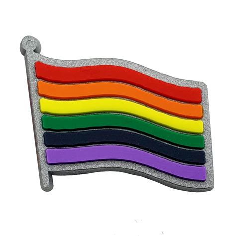 Gay Pride Rainbow Silicone Waving Flag Pin Badge Uk