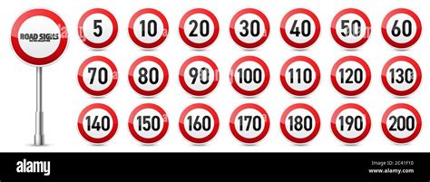 Road Signs Collection Traffic Control Sign Speed Limit Vector