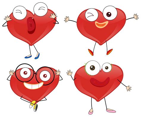 Red Hearts With Cute Faces 414179 Vector Art At Vecteezy