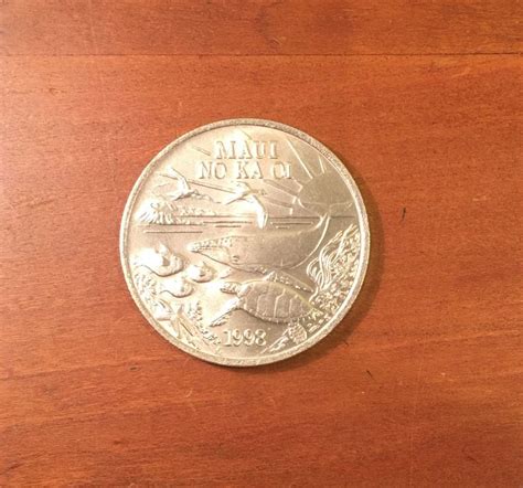 1998 Maui Trade Dollar Token Coin Depicts Monk Seal Dolphin Hawaii