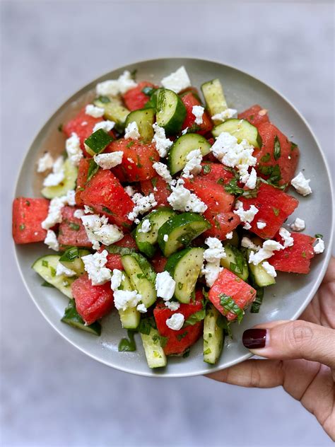 Watermelon Cucumber And Feta Salad Home Healthy Ish And Happy