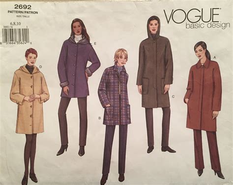 Vogue Basic Design Coat Jacket Collection 5 Options Including Etsy