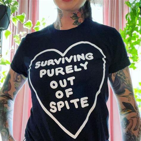 Surviving Purely Out Of Spite Printed Skeleton T Shirt