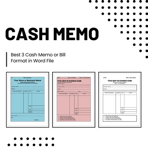 Best 3 Cash Memo Or Bill Format In Word File