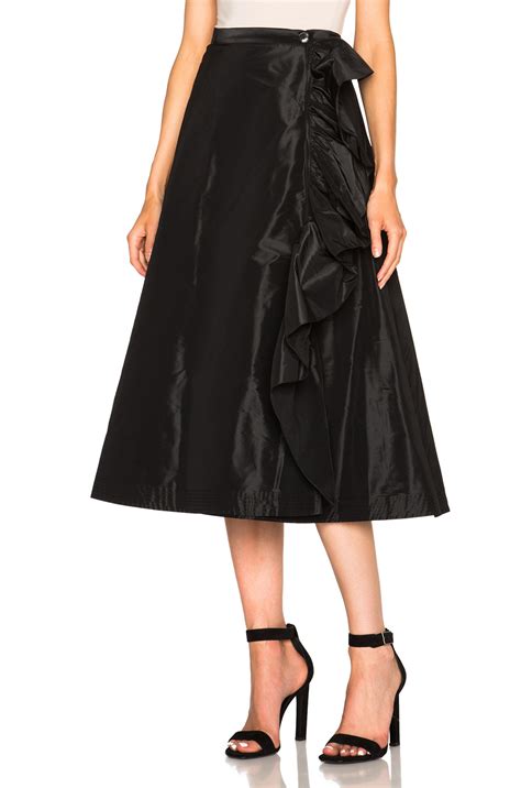 Tome Taffeta A Line Ruffle Skirt In Black Modesens