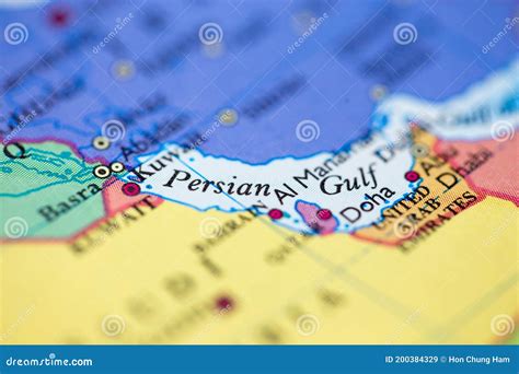 Shallow Depth Of Field Focus On Geographical Map Location Of Persian