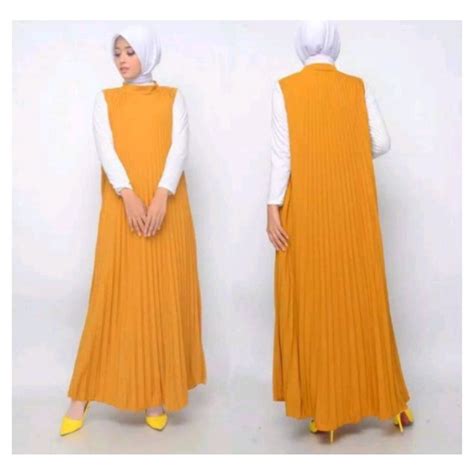 Jual Inner Dress Plisket Panjang Tanpa Lengan Berbahan Lembut Nyaman