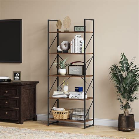 Yitahome Bookcase 5 Tiers Floor Standing Book Shelf Wooden Shelf And