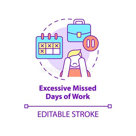 Excessive Missed Days Of Work Concept Icon Stock Vector Illustration