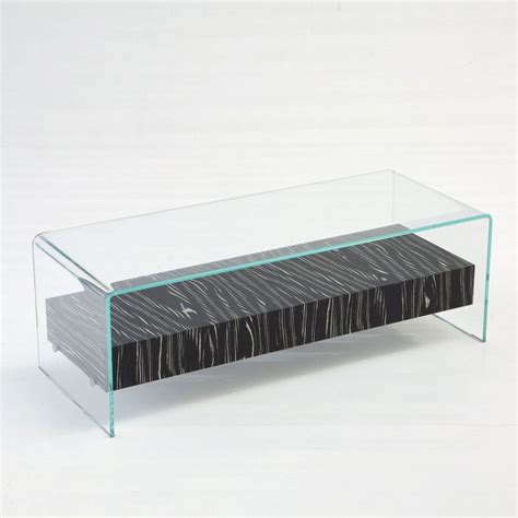 Bridge Glass Coffee Table With Wooden Drawer Klarity Glass Furniture