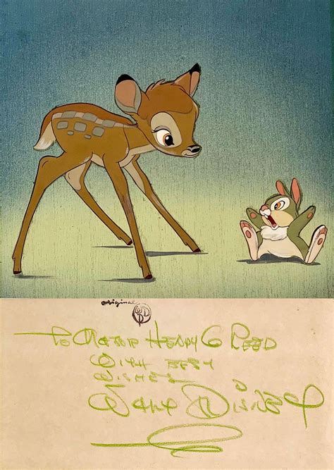 Original Production Animation Cels Of Bambi And Thumper With Courvoisier
